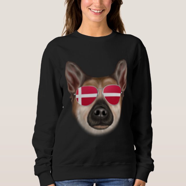 Danish Flag Norwegian Buhund Dog Denmark Pocket Sweatshirt (Vorderseite)