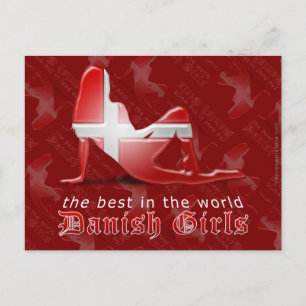 Danish Girl Silhouette Flag Postkarte