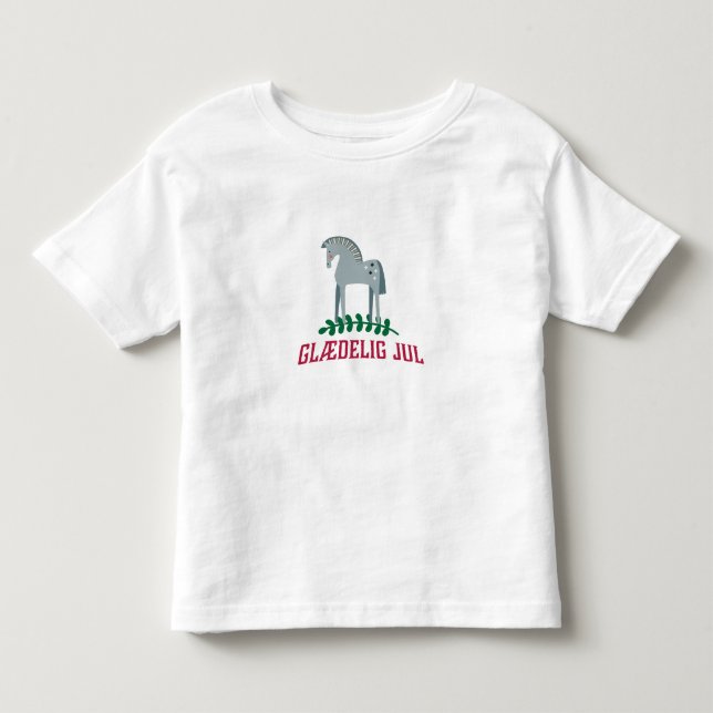 Danish Merry Christmas Dala Horse Kleinkind T-shirt (Vorderseite)