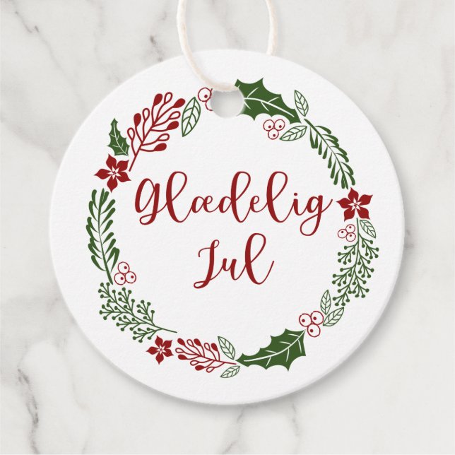 Danish Merry Christmas, Glæjul, Custom Geschenkanhänger (Vorderseite)