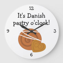 Danish Pastry O'Clock fun food grafisch Große Wanduhr