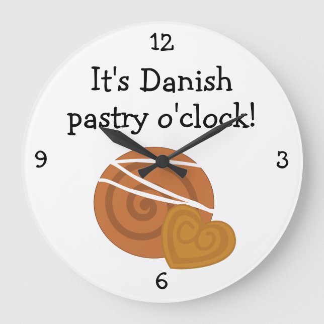 Danish Pastry O'Clock fun food grafisch Große Wanduhr (Vorderseite)