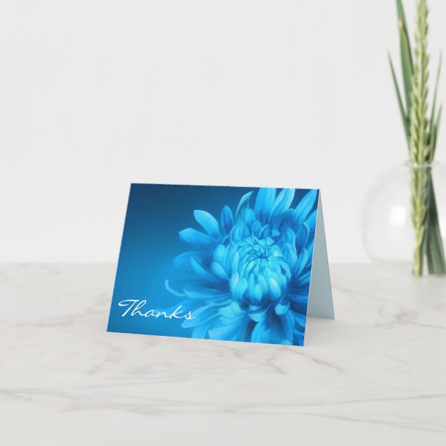 Dank blauer Chrysanthemum die Eröffnungskarte Dankeskarte (Vorderseite)