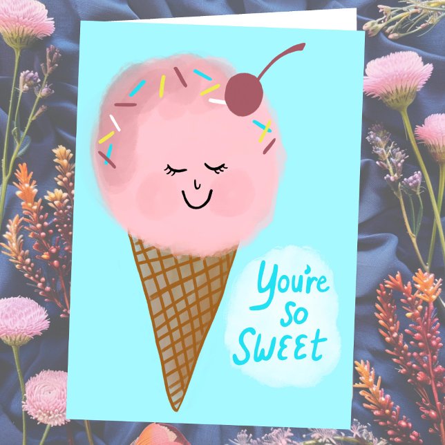 DANK DANK Sie sind süße Niedliche Eis Creme Custom Karte (THANK YOU You're So Sweet Cute Ice Cream Custom Card
Pink Blue)