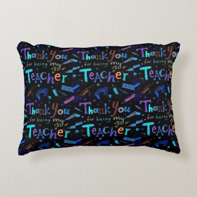 ***DANK, DASS SIE LEHRER*** PILLOW SCHWARZ WIEDER  DEKOKISSEN (Vorderseite)