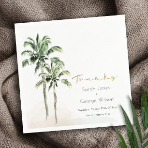 Dank der Hochzeit des tropischen Strandpalms Serviette