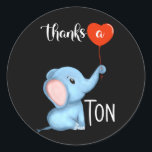 Dank eines Tonne Elefanten-Erntedanks Runder Aufkleber<br><div class="desc">designed by the Arty Apples Limited.</div>