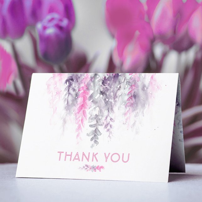 Dank floralen abstrakten Hochzeitsfeier pink indig Dankeskarte (Von Creator hochgeladen)