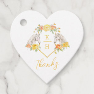 Dank grauer Pferde und gelber Rosen Monogramm Geschenkanhänger