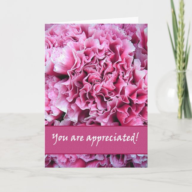 DANK IHNEN Admin Professionals Day PINK CARNATIONS Dankeskarte (Vorderseite)