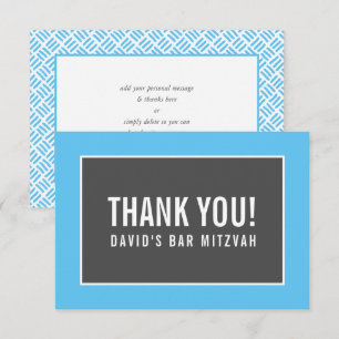 DANK IHNEN BAR MITZVAH minimalistisches Gitter bla Dankeskarte