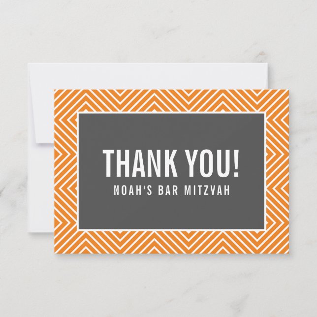 DANK IHNEN BAR MITZVAH Moderne geometrische Grauor Dankeskarte (Vorderseite)