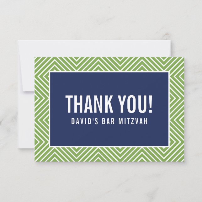 DANK IHNEN BAR MITZVAH moderne geometrische Marine Dankeskarte (Vorderseite)
