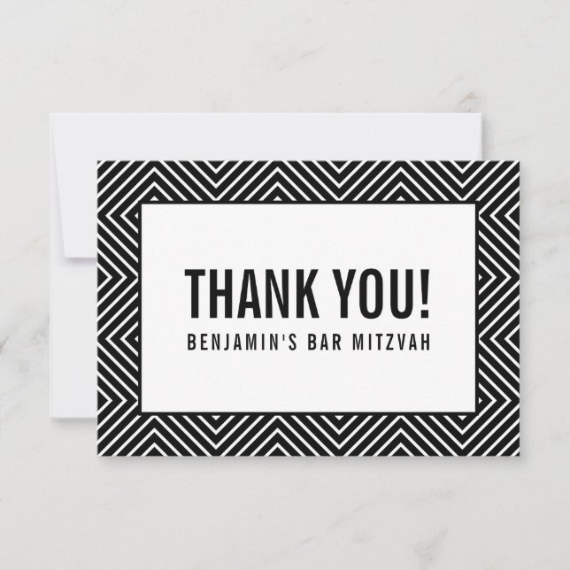 DANK IHNEN BAR MITZVAH moderne geometrische Schwar Dankeskarte (Vorderseite)