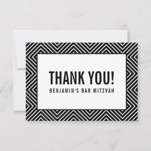 DANK IHNEN BAR MITZVAH moderne geometrische Schwar Dankeskarte