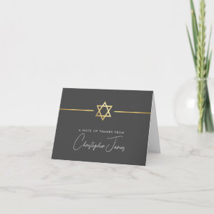 DANK IHNEN Bar mitzvah moderne goldgraue Sterne Dankeskarte