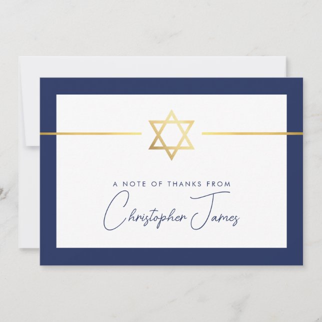 DANK IHNEN Bar mitzvah modernen goldenen jüdischen Dankeskarte (Vorderseite)