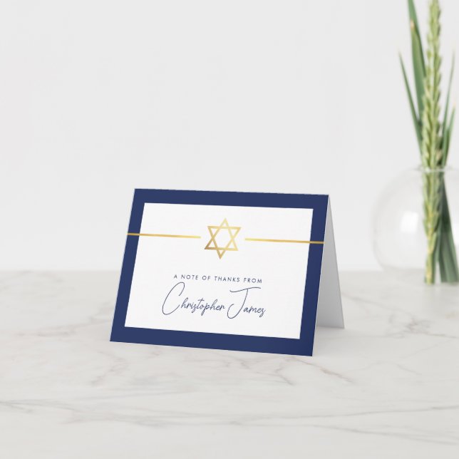 DANK IHNEN Bar mitzvah modernen goldenen jüdischen Dankeskarte (Vorderseite)