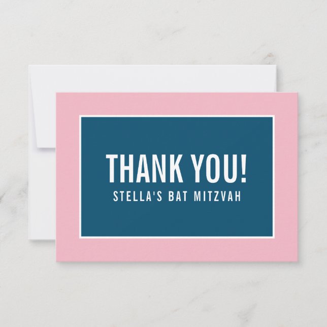 DANK IHNEN BAR MITZVAH Modernstes, minimalistische Dankeskarte (Vorderseite)
