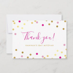 DANK IHNEN BAT MITZVAH glam konfetti spot gold pin Dankeskarte