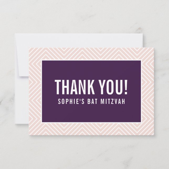 DANK IHNEN BAT MITZVAH Moderne Auberginen-Rose Dankeskarte (Vorderseite)