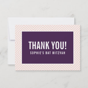 DANK IHNEN BAT MITZVAH Moderne Auberginen-Rose Dankeskarte