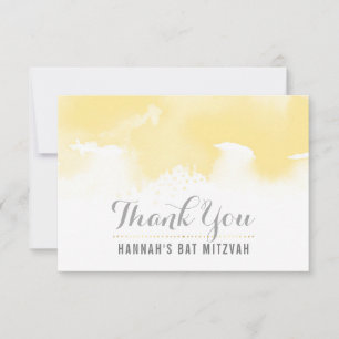 DANK IHNEN BAT MITZVAH moderne gelbe Aquarell Dankeskarte