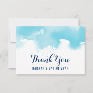 DANK IHNEN BAT MITZVAH moderne niedliche Aquarelle Dankeskarte