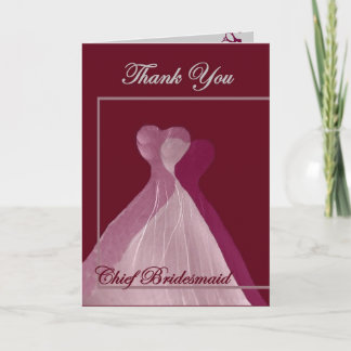DANK IHNEN Chief Bridesmaid - Pink und Maroon Gown Dankeskarte