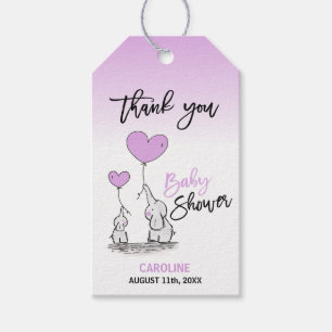 DANK IHNEN Elephant Lavender Mommy & BABY SHOWER Geschenkanhänger