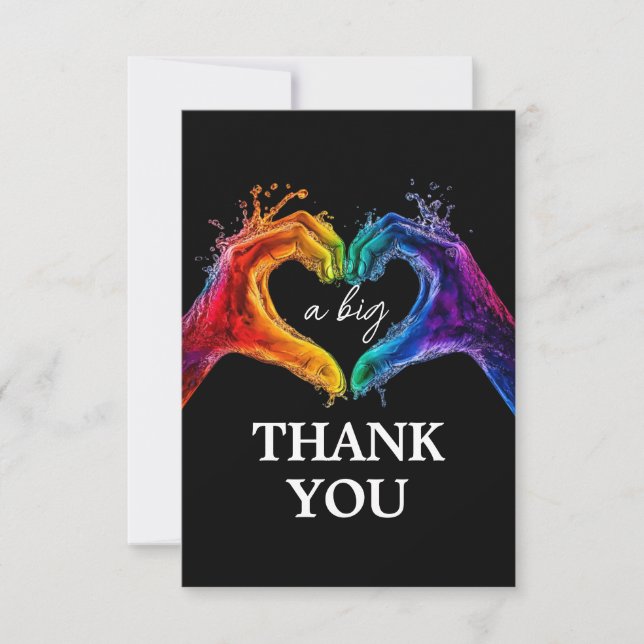 🌈 ❤️ DANK IHNEN Herz des Stolzes Hochzeit Dankeskarte (Vorderseite)