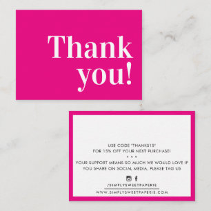 DANK IHNEN moderne Business Insert Serif Hot Pink Visitenkarte