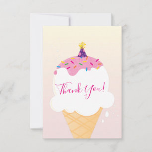 DANK IHNEN moderne Retro-Eis-Kegel Party pink Dankeskarte