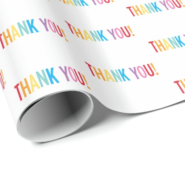 DANK IHNEN modernes, farbiges Regenbogenmuster Geschenkpapier (Rolleneckpunkt)