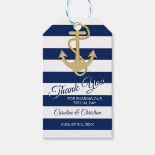 DANK IHNEN Nautical Navy Blue Special Day Wedding Geschenkanhänger