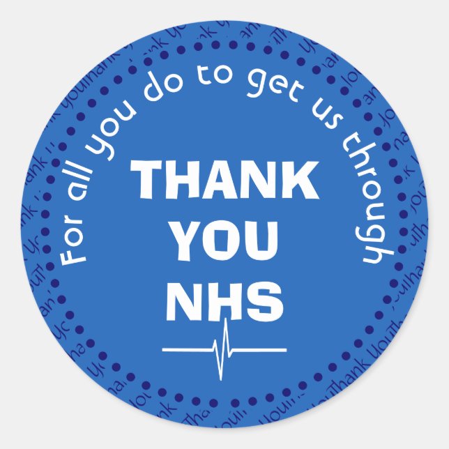 DANK IHNEN NHS individuell anpassbarer Support Runder Aufkleber (Vorderseite)