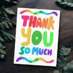 DANK IHNEN Rainbow Colorful Curvy Bubble Letters Postkarte<br><div class="desc">Handgemachte Karte für Sie! Passen Sie mit Ihrem eigenen Text an oder ändern Sie die Farben. Karo meinen Shop für viel mehr Farben und Designs oder lass mir wissen,  wenn Sie etwas Sonderanfertigungen wollen!</div>