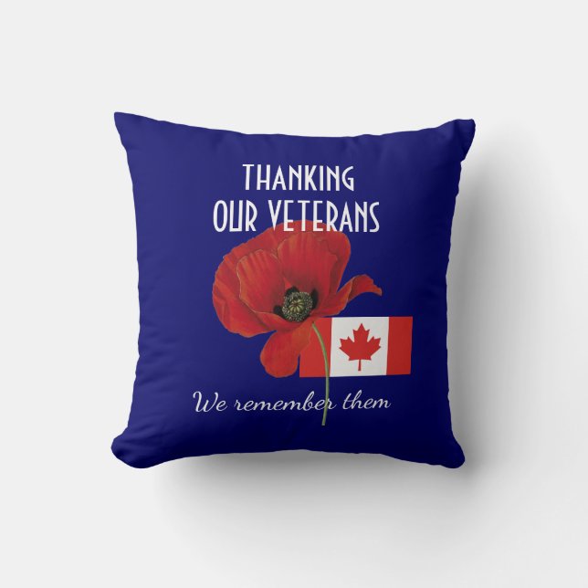 DANK IHNEN VETERANS Canada Poppy Kissen (Vorderseite)