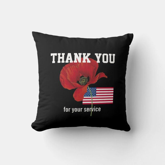DANK IHNEN Veterans Servicemen Poppy USA AMERICAN Kissen (Vorderseite)