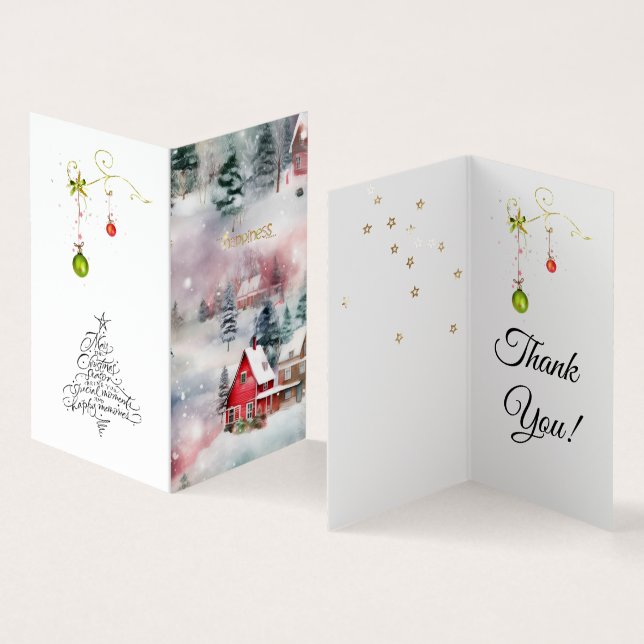 DANK IHNEN Winter Happiness Holiday wünscht Visitenkarten (Innenseite und Außenseite)