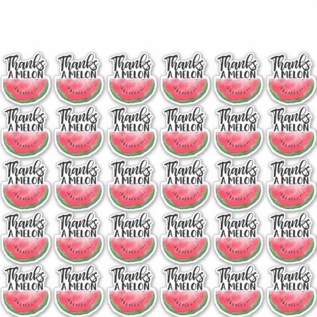 Dank Melon Zitat Red Watermelon Watercolor Aufkleber (Vorderseite)