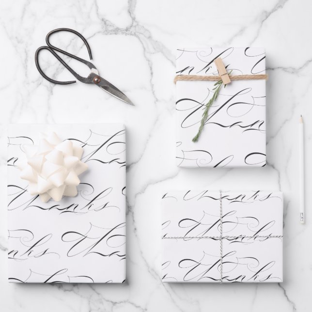 Dank Original Kalligraphie Wrapping Paper Geschenkpapier Set (Vorderseite)