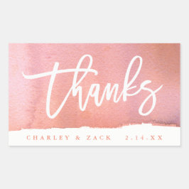 Dank Pink Watercolor Mini Wein Champagner Label Rechteckiger Aufkleber