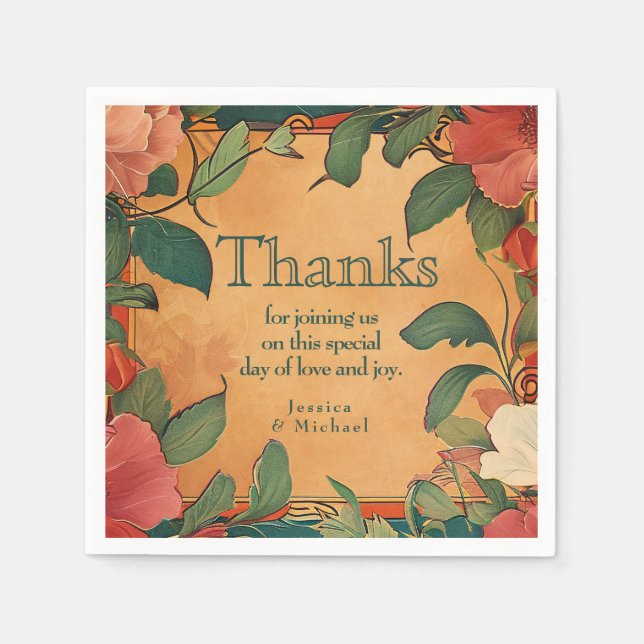 🌹 Dank Rose Romance: Jugendstil-Splendor Serviette (Vorderseite)