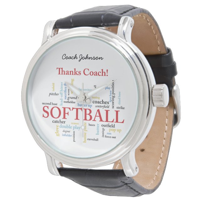 Dank Softball Coach Worte aus Gruppe, Team, Rot Armbanduhr (Schrägansicht)