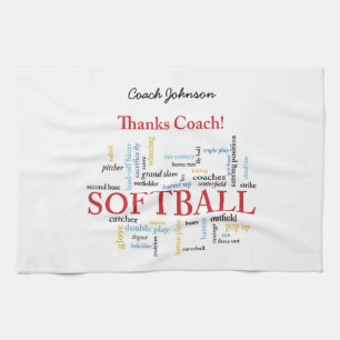 Dank Softball Coach Worte aus Gruppe, Team, Rot Geschirrtuch