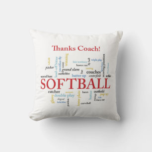 Dank Softball Coach Worte aus Gruppe, Team, Rot Kissen