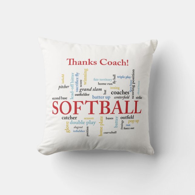 Dank Softball Coach Worte aus Gruppe, Team, Rot Kissen (Vorderseite)