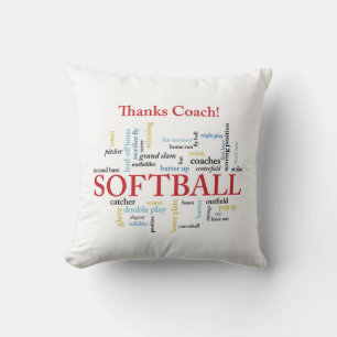 Dank Softball Coach Worte aus Gruppe, Team, Rot Kissen