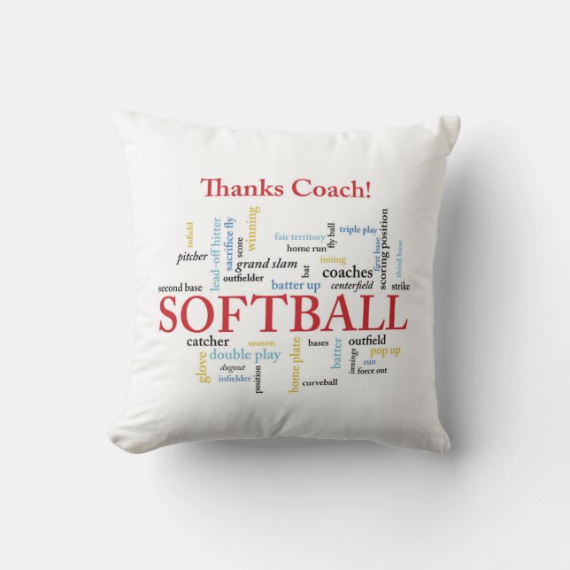 Dank Softball Coach Worte aus Gruppe, Team, Rot Kissen (Vorderseite)